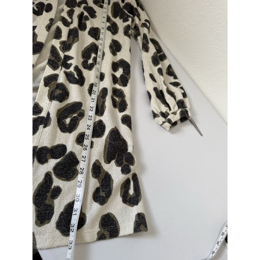 Women's Susan Graver Open Front Long Sleeve Animal Print Cardigan Beige Size XS - Picture 8 of 9